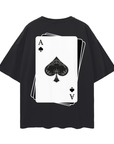 Ace Graphic Tee Asexual Pride Diversity Streetwear Gear on Black Oversize Deep Drop Shoulder Tee - 190 GSM