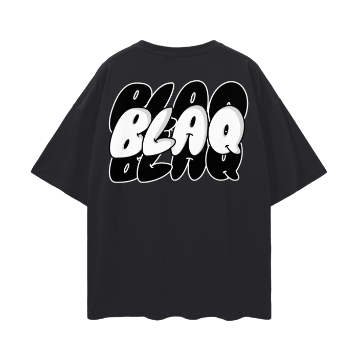 BlaQ Bubble Letter Graphic Intersectional Black Pride T-Shirt Oversize Deep Drop Shoulder Tee - 190 GSM