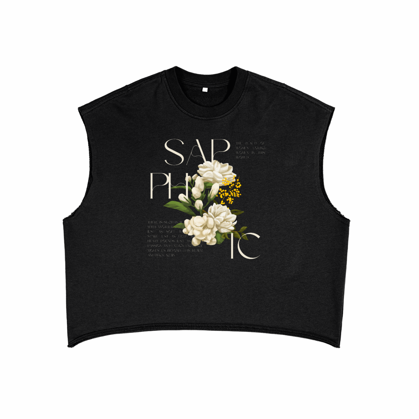 Sapphic Pride Vintage Flowers WLW Pride. on Black French Terry Boxy Tank Top French Terry Boxy Tank Top