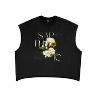 Sapphic Pride Vintage Flowers WLW Pride. on Black French Terry Boxy Tank Top French Terry Boxy Tank Top