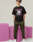 Fagalicious & Free Black Pink Pegasus Graphic Tee Bisexual Pride Oversize Tee Oversize Deep Drop Shoulder Tee - 190 GSM