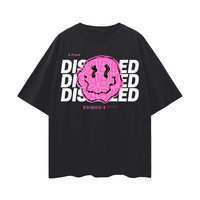 Disability Pride Graphic Tee Pink Smiley Disabled & Proud Oversize Deep Drop Shoulder Tee Oversize Deep Drop Shoulder Tee - 190 GSM