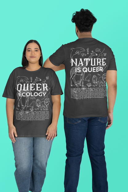 Nature is Queer Graphic Tee Queer Ecology Pride Gear Vintage Wash Frayed T-Shirt - 260 GSM