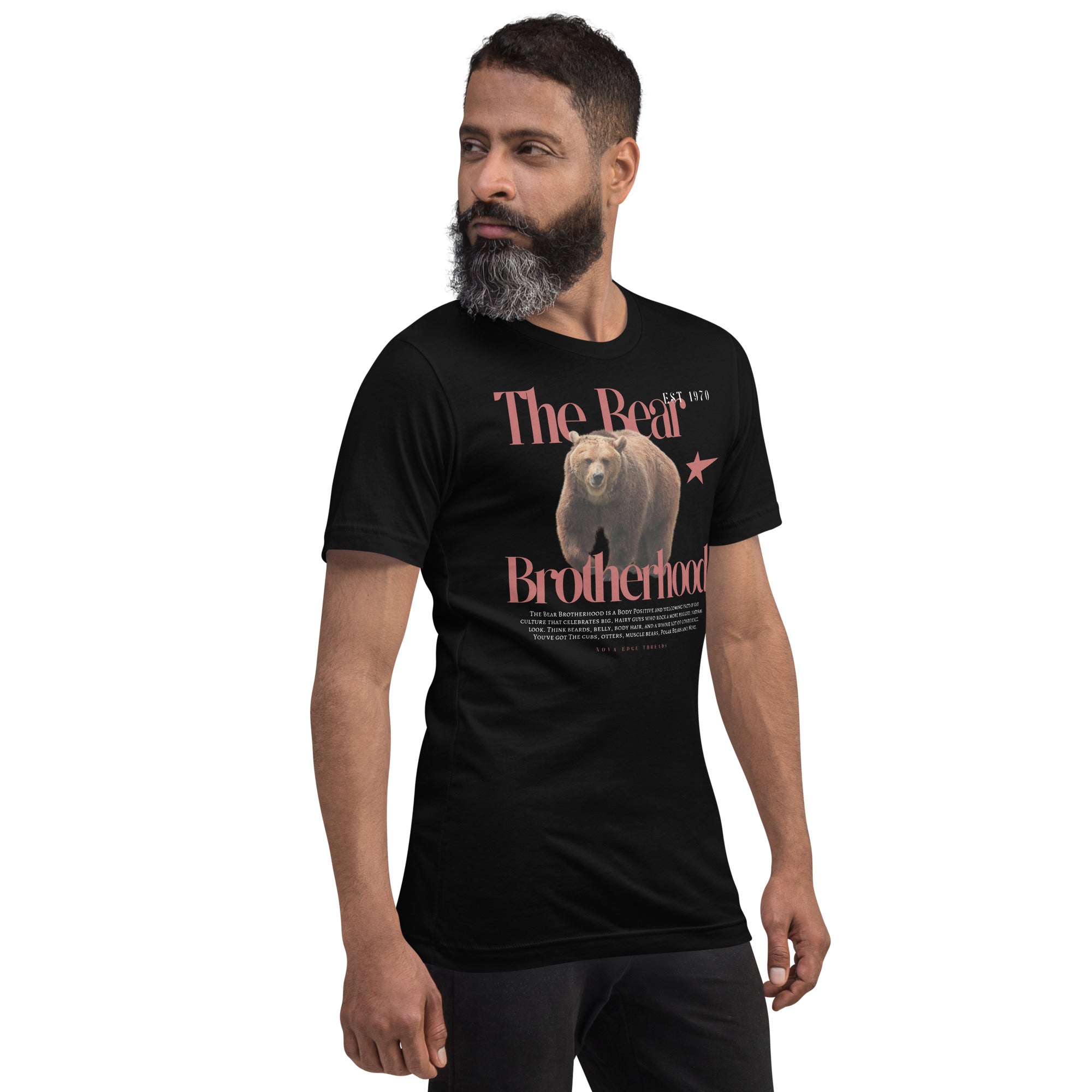 The Bear Brotherhood Gay Pride Tee Black Relaxed Fit T-shirt Relaxed Fit T-Shirt