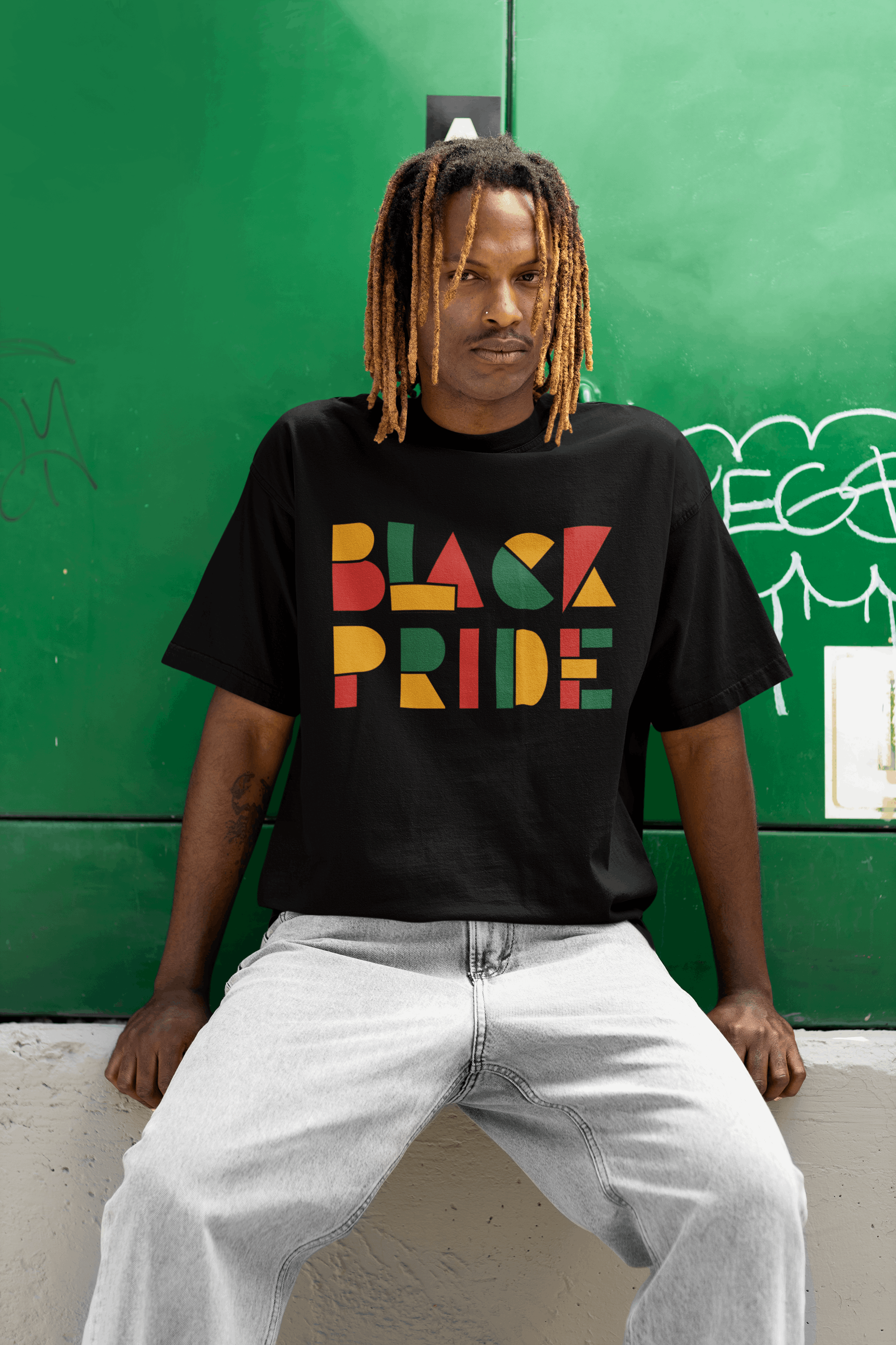 Black Pride Colorful Geometric Design Oversize Tee by Nova Edge