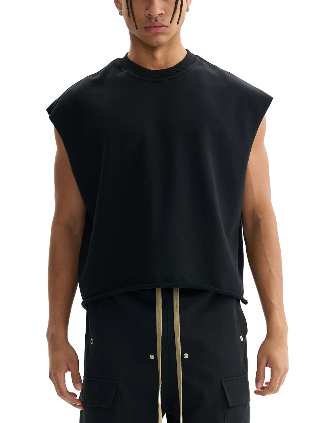 Femme Queen Realness LGBTQIA2S+ Pride Back of Black French Terry Boxy Tank Top French Terry Boxy Tank Top