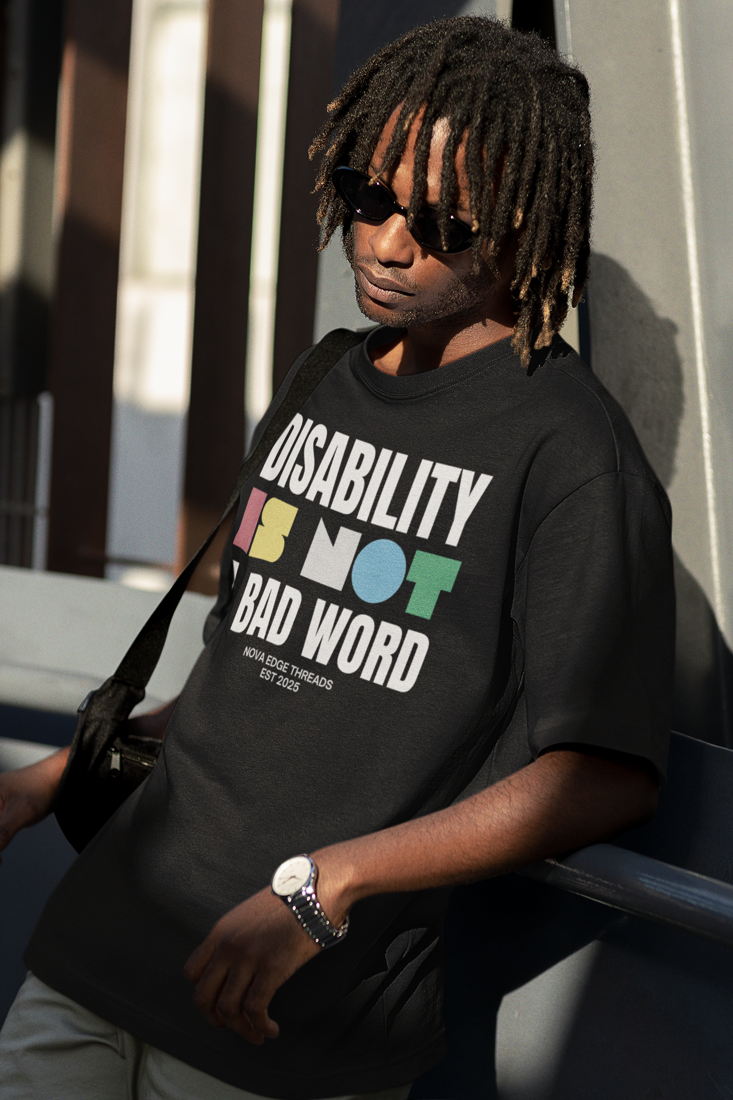 Disability is NOT a bad word Disability Pride Size Inclusive Black Oversize Tee Size Inclusive Oversize Tee