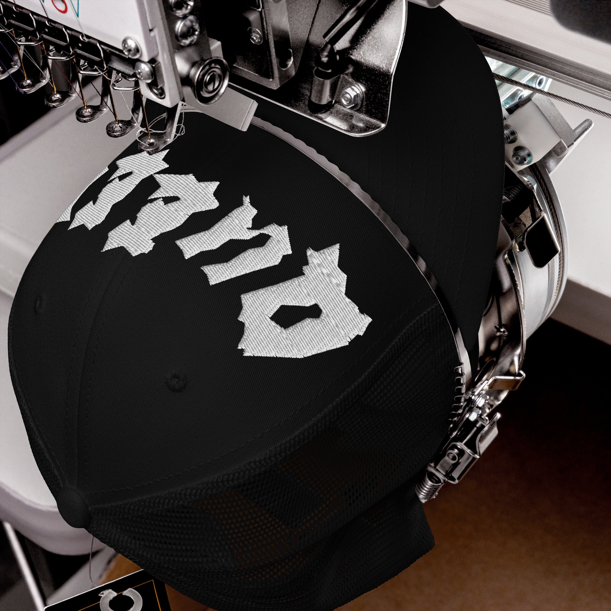 Queer Pride Hat Punk Lettering Embroidered on Black Trucker Cap Retro Trucker Hat