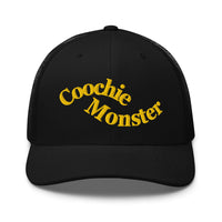 Coochie Monster Lesbian Pride Hat Black and Gold WLW Trucker Hat Retro Trucker Hat