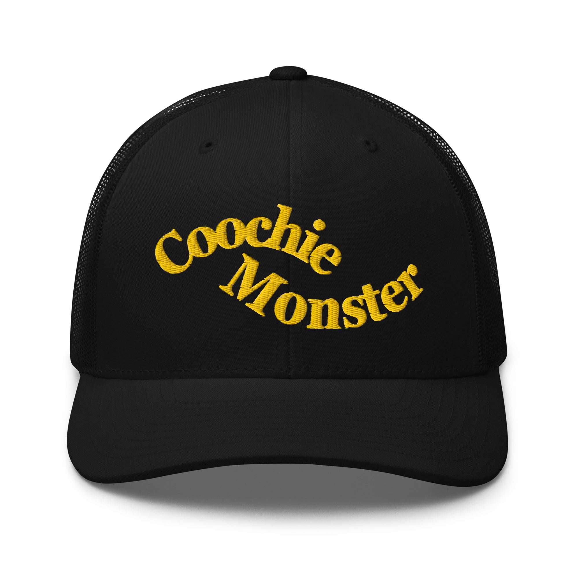 Coochie Monster Lesbian Pride Hat Black and Gold WLW Trucker Hat Retro Trucker Hat