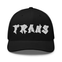 Trans Pride Punk Lettering Embroidered on Black Retro Trucker Cap Retro Trucker Hat