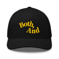 Both, And Black and Yellow Gold Embroidered Trucker Hat Retro Trucker Hat