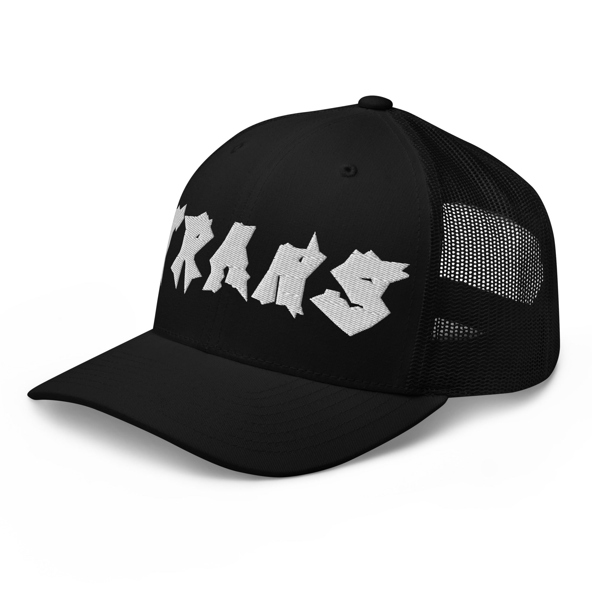 Trans Pride Punk Lettering Embroidered on Black Retro Trucker Cap Retro Trucker Hat