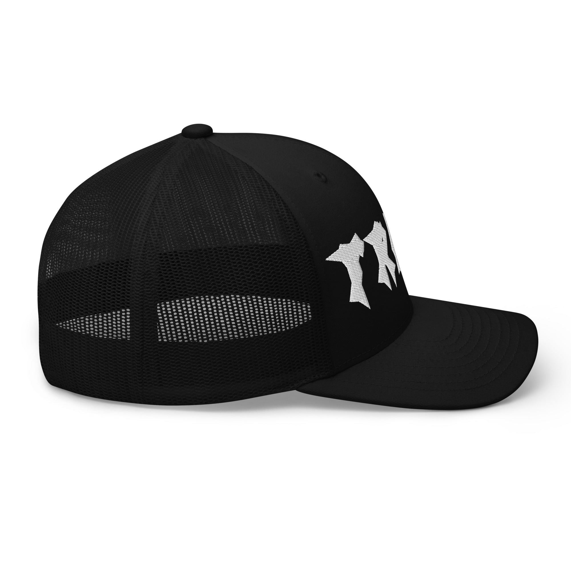 Trans Pride Punk Lettering Embroidered on Black Retro Trucker Cap Retro Trucker Hat