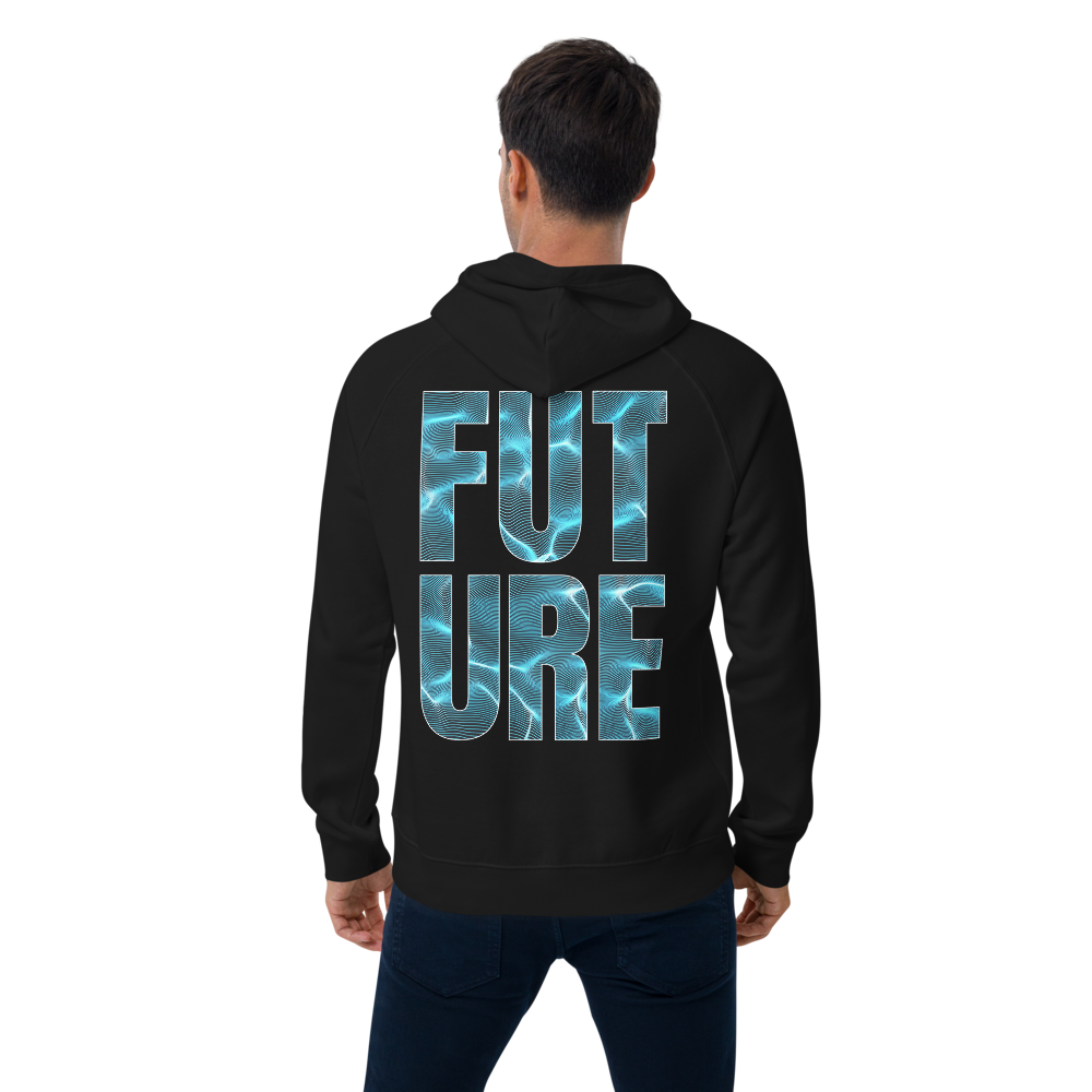 The Future is Fluid Graphic Hoodie Neon Lights Design Water Ripple Eco Raglan Hoodie