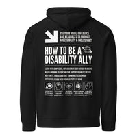 How to be a Disability Ally Black Graphic Sweatshirt Allyship Eco Raglan Hoodie Eco Raglan Hoodie