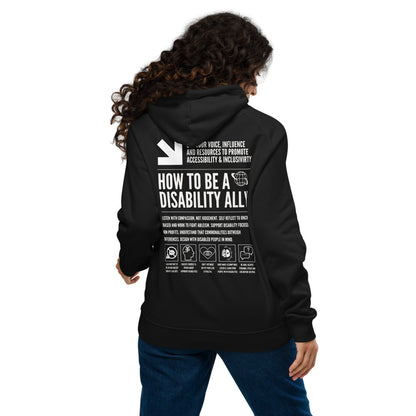 How to be a Disability Ally Black Graphic Sweatshirt Allyship Eco Raglan Hoodie