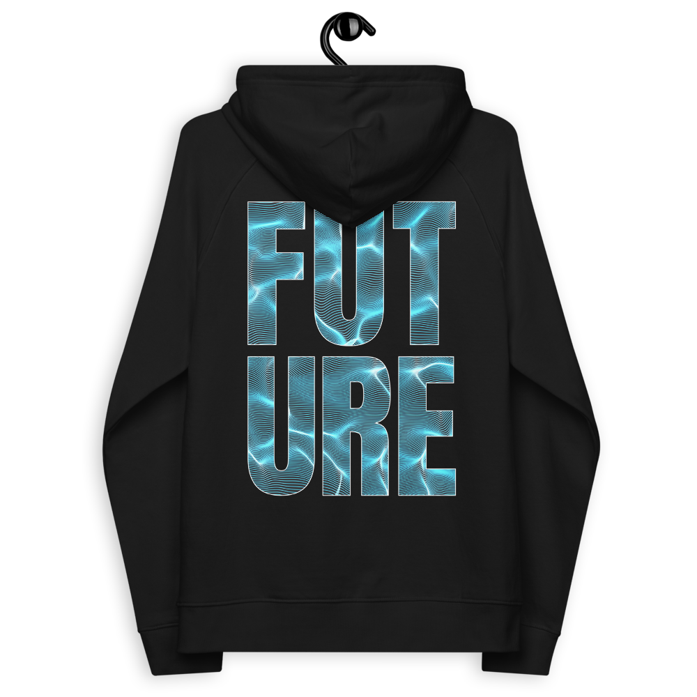 The Future is Fluid Graphic Hoodie Neon Lights Design Water Ripple Eco Raglan Hoodie