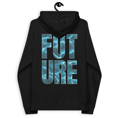 The Future is Fluid Graphic Hoodie Neon Lights Design Water Ripple Eco Raglan Hoodie