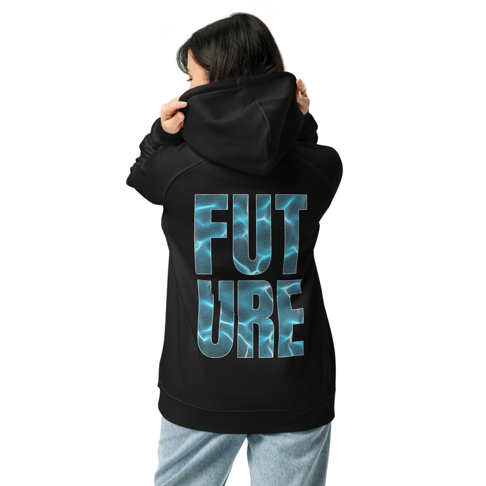 The Future is Fluid Graphic Hoodie Neon Lights Design Water Ripple Eco Raglan Hoodie