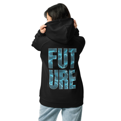 The Future is Fluid Graphic Hoodie Neon Lights Design Water Ripple Eco Raglan Hoodie