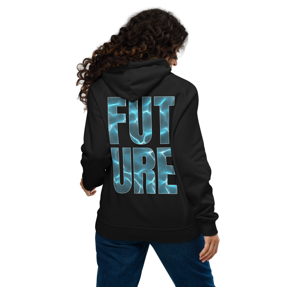 The Future is Fluid Graphic Hoodie Neon Lights Design Water Ripple Eco Raglan Hoodie