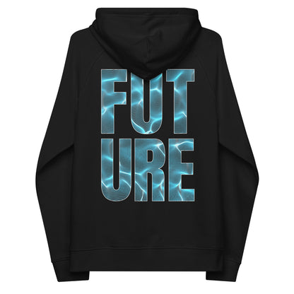 The Future is Fluid Graphic Hoodie Neon Lights Design Water Ripple Eco Raglan Hoodie