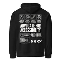 Advocate for Accessibility Graphic Hoodie Black Allyship Sweatshirt Eco Raglan Hoodie Eco Raglan Hoodie