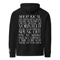 How to Resist and Share with Others on back of Black Eco Raglan Hoodie Eco Raglan Hoodie