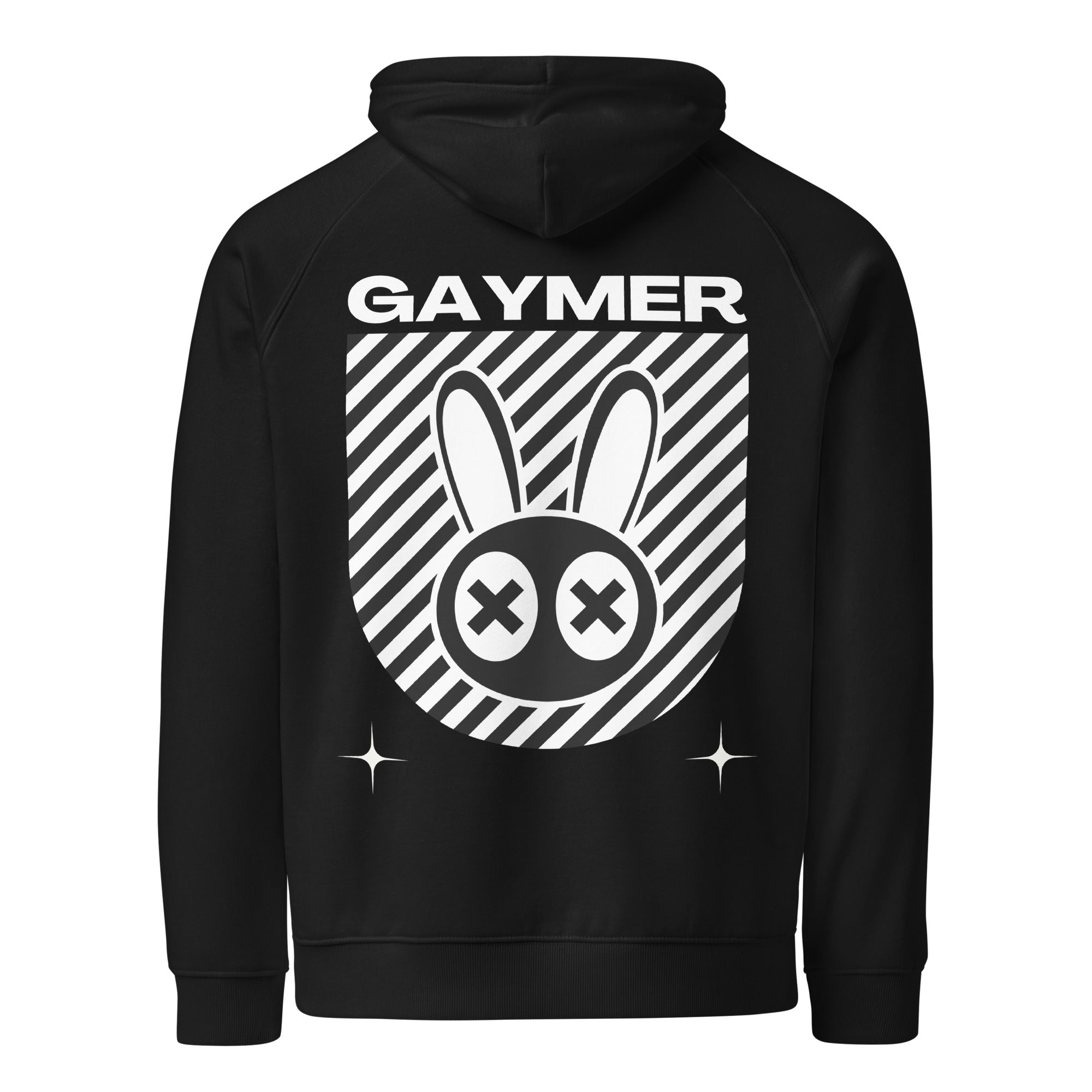 Gaymer Gay Pride Gamer Mad Rabitt Black Eco Raglan Hoodie Eco Raglan Hoodie