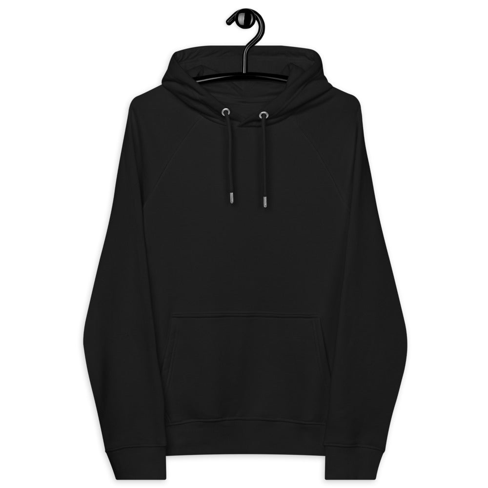 Allyship Graphic on Back of Black Sweatshirt Eco Raglan Hoodie