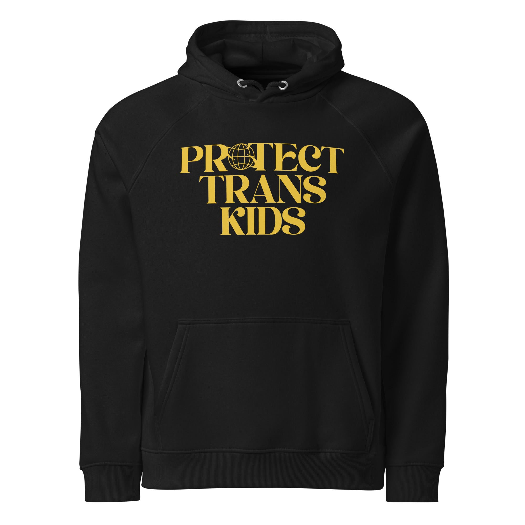 Protect Trans Kids Protest Hoodie Black Eco raglan hoodie Eco Raglan Hoodie