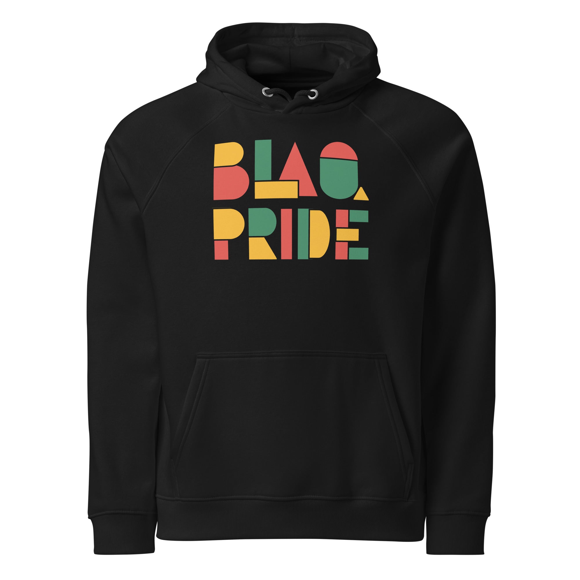 BlaQ Pride Black & Queer Pride Red Yellow Green Eco Raglan Hoodie Eco Raglan Hoodie