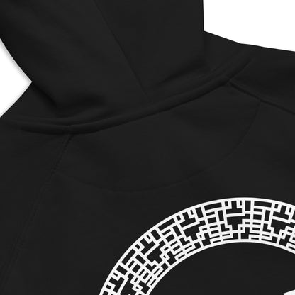 Emblem Embroidered on Front and Nova Edge Threads Logo on back of Sweatshirt Black Eco Raglan Hoodie