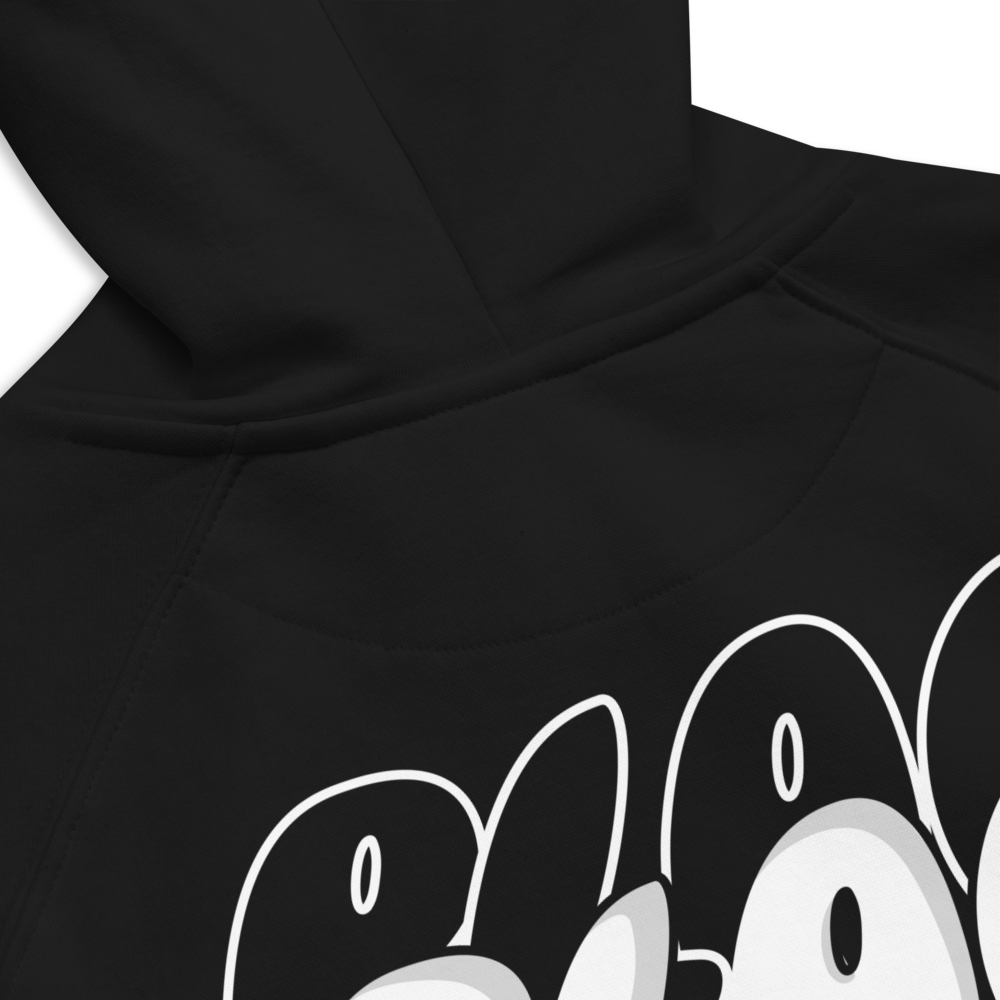 BlaQ Graphic Hoodie Streetwear Graffiti Style Design Intersectional Pride on back of Black Eco Raglan Hoodie