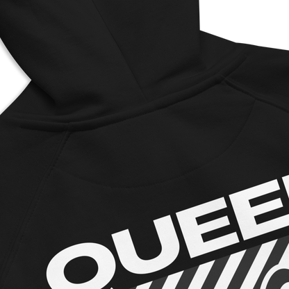 Queer I don't conform to Society Graphic Hoodie Streetwear Inspired Design on back of Black Eco Raglan Hoodie