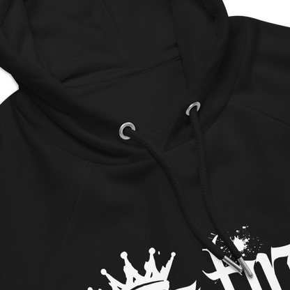 Latine Graphic Sweatshirt White Spray Paint Graffiti Design on front of Black Eco Raglan Hoodie