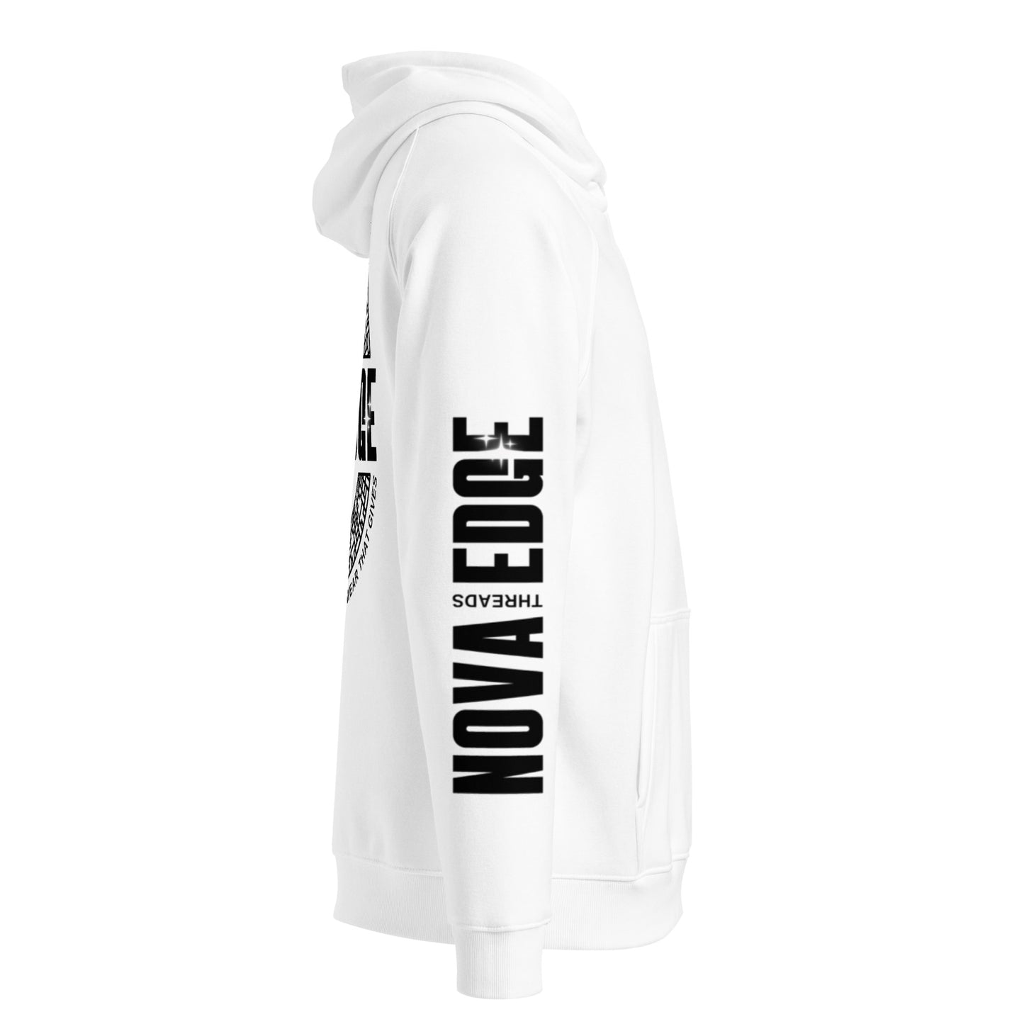 Nova Edge Threads Logo White Sweatshirt with Sleeve Designs Eco Raglan Hoodie