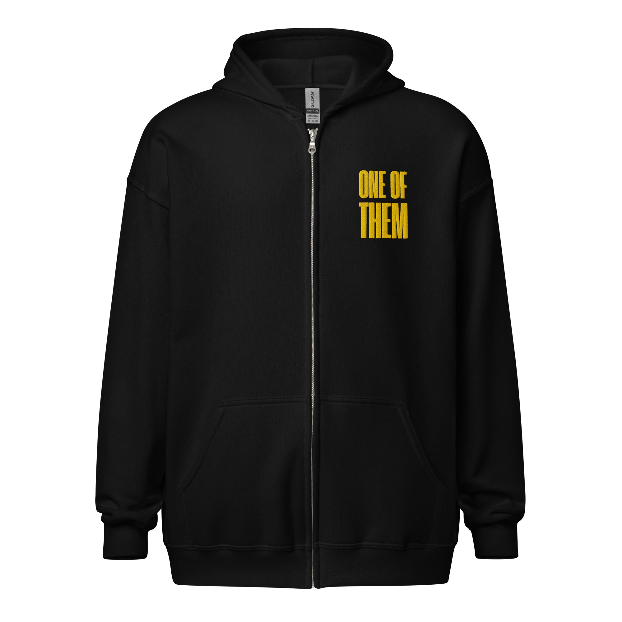 One of Them Enby Pride Yellow Embroidered Black heavy blend zip hoodie Heavy Blend Zip Hoodie