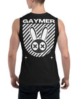 Gaymer Pride Streetwear Style LGBTQ+ Pride Video Games on back of Black Tank Top Relaxed Fit Sleeveless Tank Top