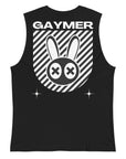 Gaymer Pride Streetwear Style LGBTQ+ Pride Video Games on back of Black Tank Top Relaxed Fit Sleeveless Tank Top