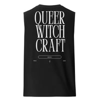 Queer Witchcraft Unholy Queer Pride on back of black Muscle Fit Relaxed Fit Tank Top Relaxed Fit Sleeveless Tank Top