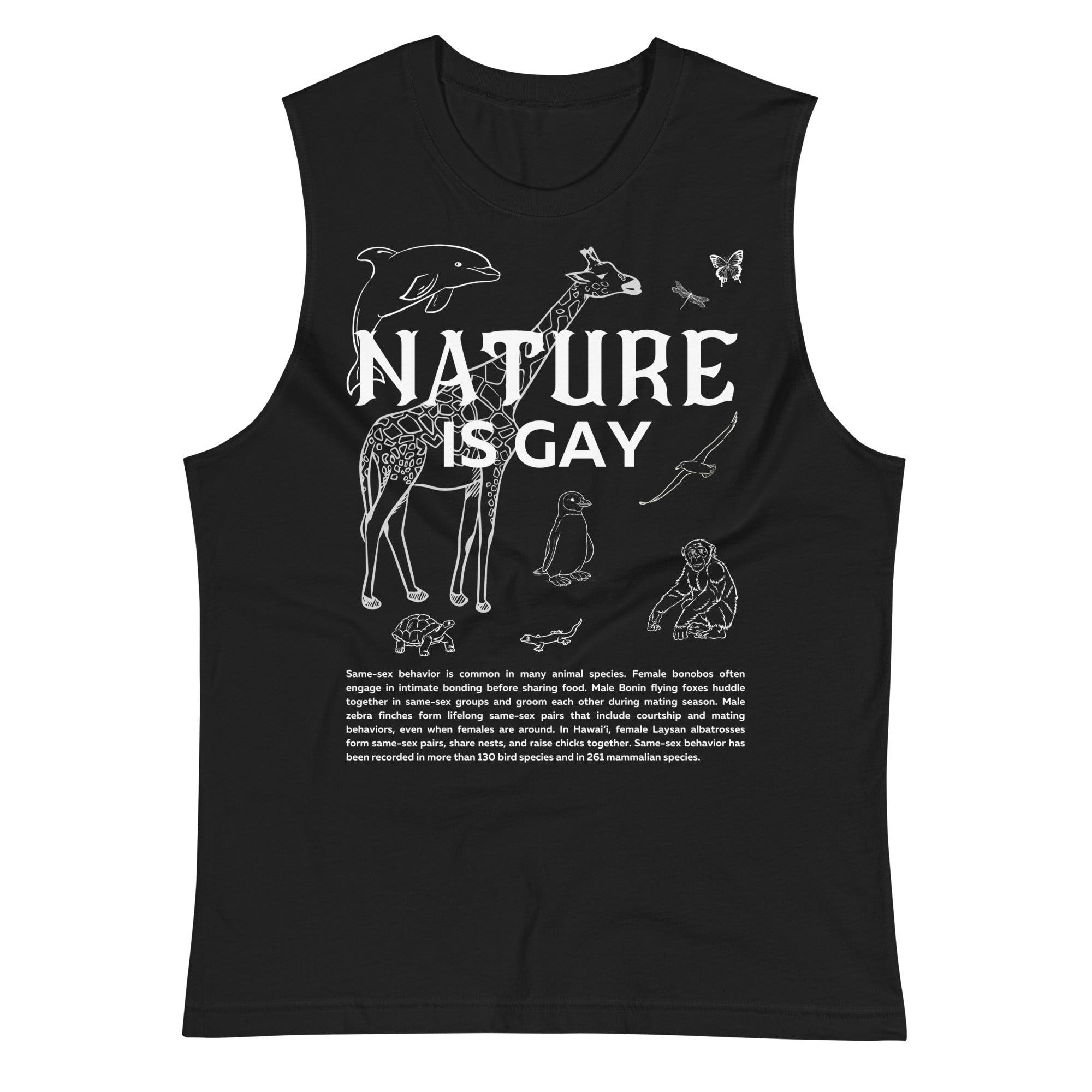 Nature is Gay T-Shirt for Pride Everyday on Black Relaxed Fit Sleeveless Tank Top Relaxed Fit Sleeveless Tank Top