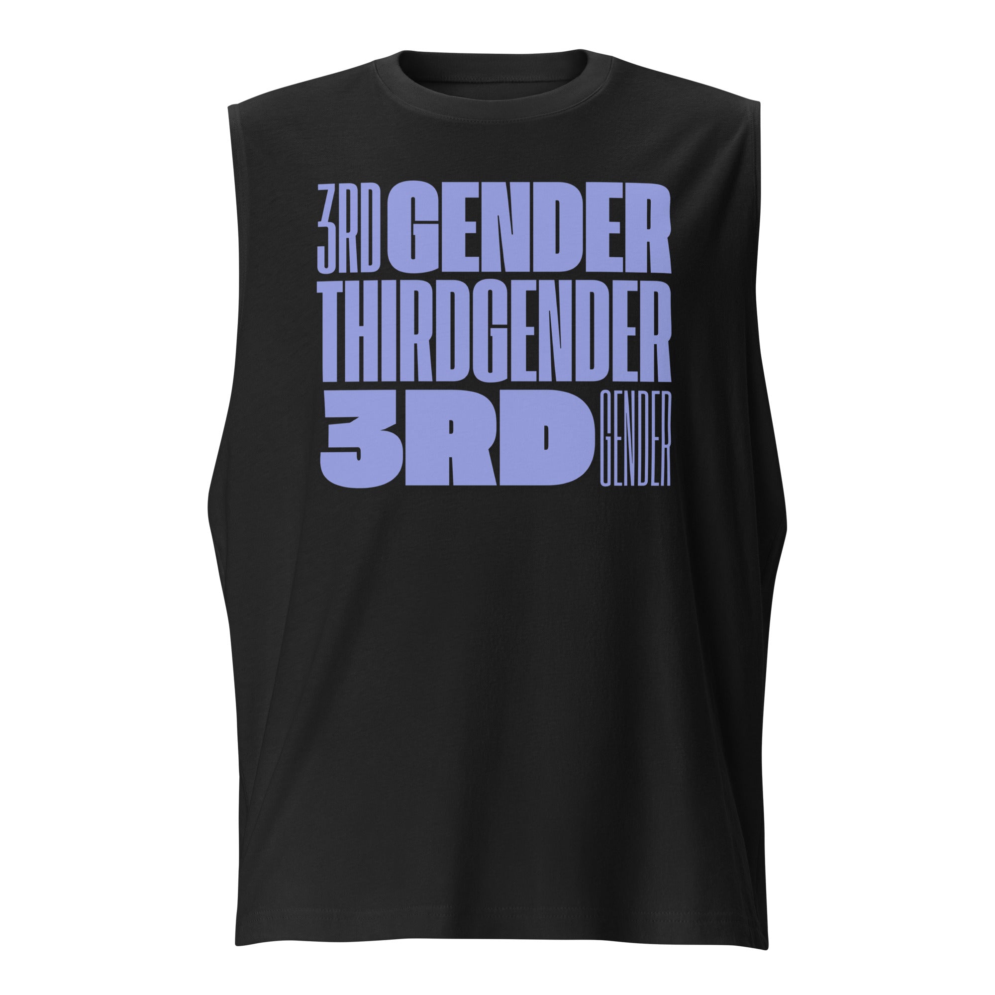 Third Gender Pride Lavender Word Block Art on front of Black Sleeveless Tank Top Relaxed Fit Sleeveless Tank Top
