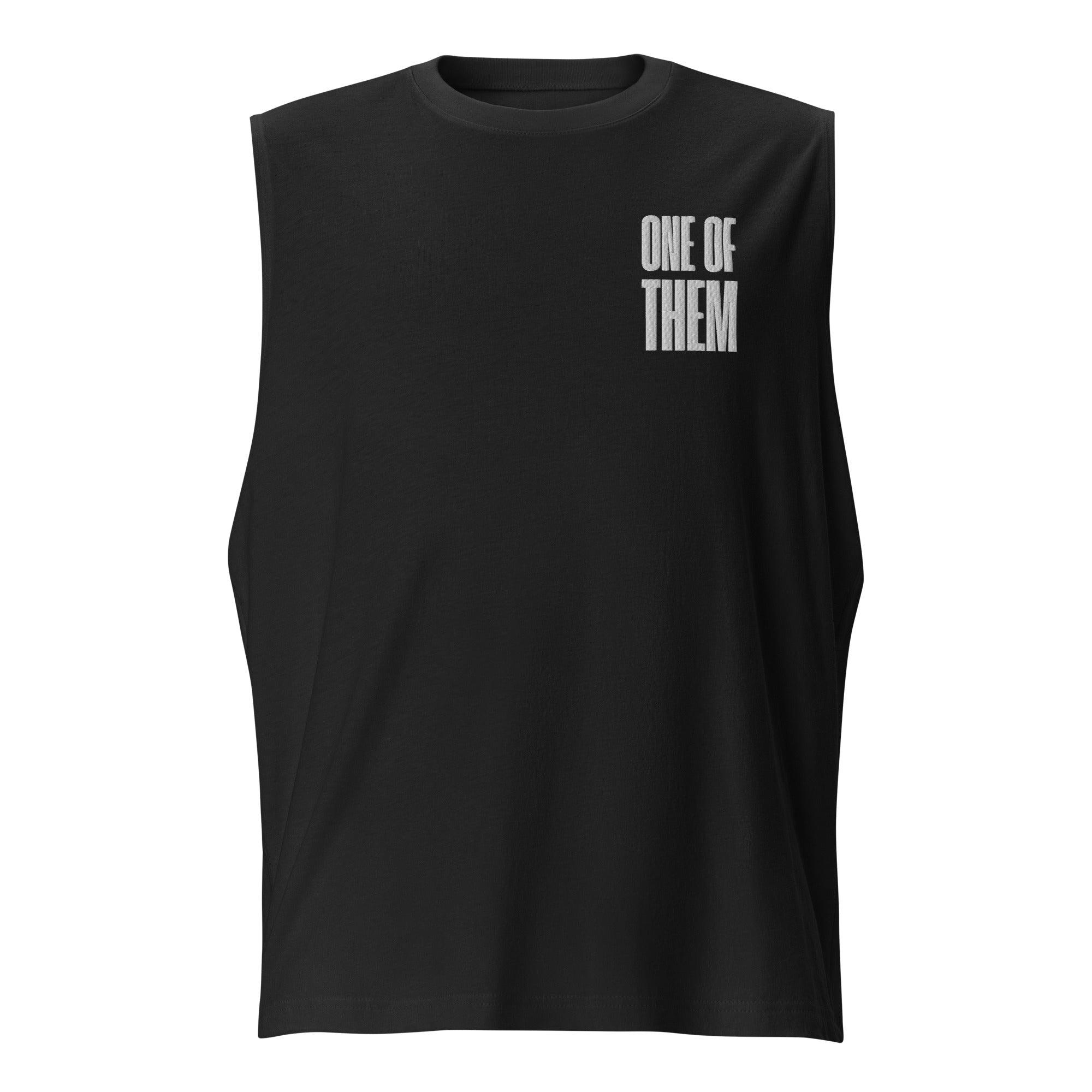 One of Them Enby Pride Tank Embroidered front of Black Relaxed Fit Sleeveless Tank Top Relaxed Fit Sleeveless Tank Top