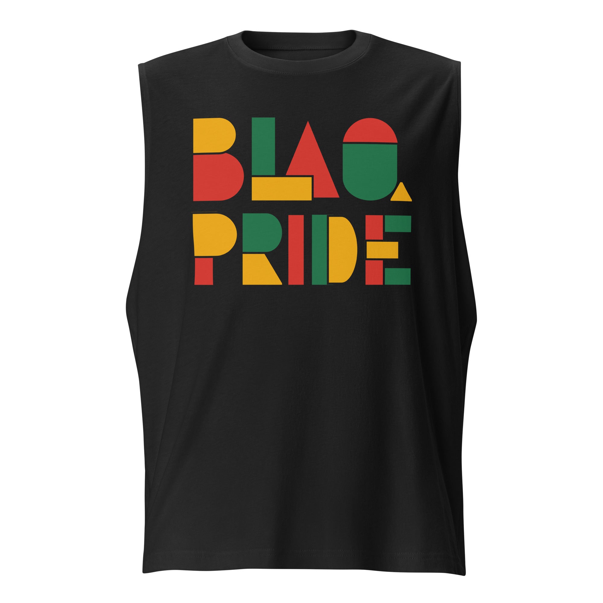 BlaQ Pride Geometric Design Iconic African Culture Colors on Black Relaxed Fit Sleeveless Tank Top Relaxed Fit Sleeveless Tank Top