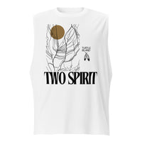 Two Spirit Pride Shirt Turtle Island on front of White Relaxed Fit Sleeveless Tank Top Relaxed Fit Sleeveless Tank Top