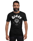 Queer Pride Tee Black and White Tiger Tattoo Design on front of Size Inclusive Relaxed Fit T-shirt Relaxed Fit T-Shirt