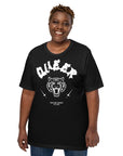 Queer Pride Tee Black and White Tiger Tattoo Design on front of Size Inclusive Relaxed Fit T-shirt Relaxed Fit T-Shirt