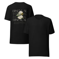 Bisexual+ Pride Shirt Black with Vintage Flower Design Subtle but Proud. Relaxed Fit T-shirt Relaxed Fit T-Shirt